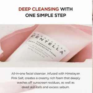 فوم شستشوی عمیق منافذ صورت سنتلا POREMIZING DEEP CLEANSING FOAM اسکین 1004 125میل
