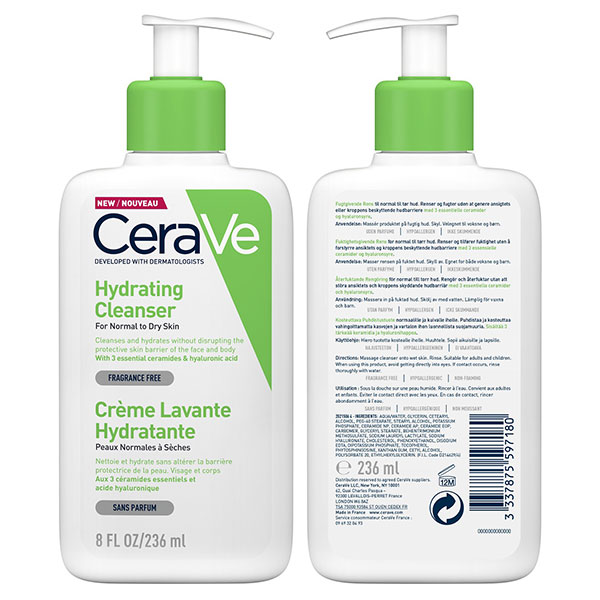 ژل شستشو و آبرسان پوست نرمال تا خشک سراوی (مدل Hydrating Cleanser)